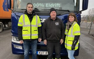 Anders Wiman Affärsområdeschef Logistik, Bio & Miljö, Tommy Örnerstedt och Sarah Klint, Marknadsansvarig, från Alltransport.